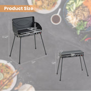 Costway - 2-in-1 Gas Camping Grill and Stove with Detachable Legs-Black