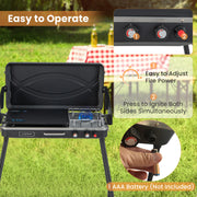 Costway - 2-in-1 Gas Camping Grill and Stove with Detachable Legs-Black