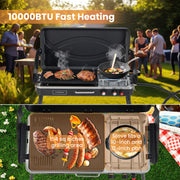 Costway - 2-in-1 Gas Camping Grill and Stove with Detachable Legs-Black