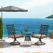 Costway - 2 Pieces Patio Swivel Dining Chairs with Blossom Pattern Backrest and Cushions-Black