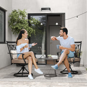 Costway - 2 Pieces Patio Swivel Dining Chairs with Blossom Pattern Backrest and Cushions-Black