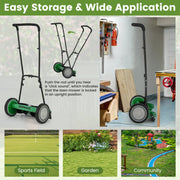 Costway - 16 Inch Push Lawn Mower with 5 Steel Blades and Grass Catcher Bag-Green