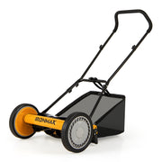 Costway - 16 Inch Push Lawn Mower with 5 Steel Blades and Grass Catcher Bag-Orange