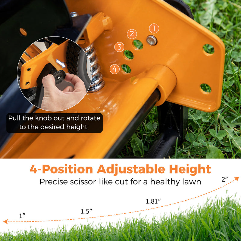 Costway - 16 Inch Push Lawn Mower with 5 Steel Blades and Grass Catcher Bag-Orange