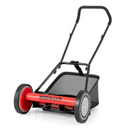 Costway - 16 Inch Push Lawn Mower with 5 Steel Blades and Grass Catcher Bag-Red