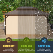 Costway - 16 x 12 FT Hardtop Gazebo Outdoor Pergola for Patio Garden Deck Lawn Backyard Party Tent-Coffee