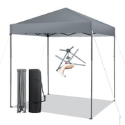 Costway - 6.6 x 6.6 Feet Outdoor Pop-up Canopy Tent with UPF 50+ Sun Protection-Gray