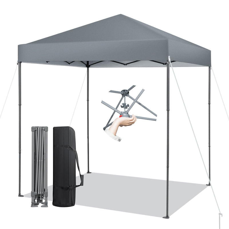 Costway - 6.6 x 6.6 Feet Outdoor Pop-up Canopy Tent with UPF 50+ Sun Protection-Gray