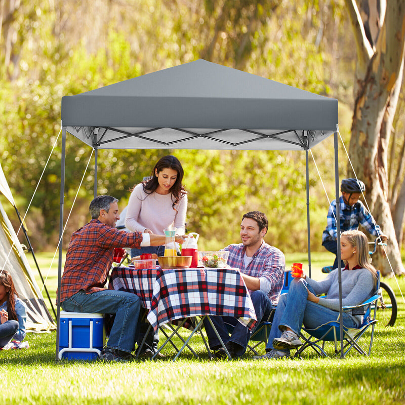 Costway - 6.6 x 6.6 Feet Outdoor Pop-up Canopy Tent with UPF 50+ Sun Protection-Gray