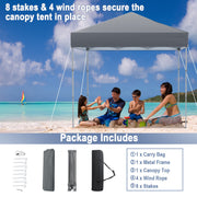Costway - 6.6 x 6.6 Feet Outdoor Pop-up Canopy Tent with UPF 50+ Sun Protection-Gray
