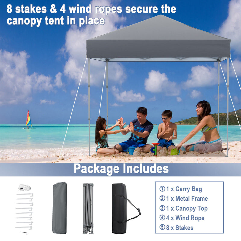 Costway - 6.6 x 6.6 Feet Outdoor Pop-up Canopy Tent with UPF 50+ Sun Protection-Gray