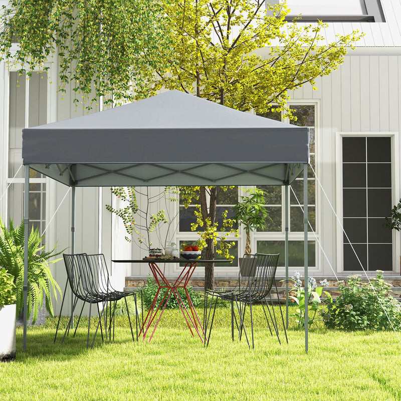 Costway - 6.6 x 6.6 Feet Outdoor Pop-up Canopy Tent with UPF 50+ Sun Protection-Gray
