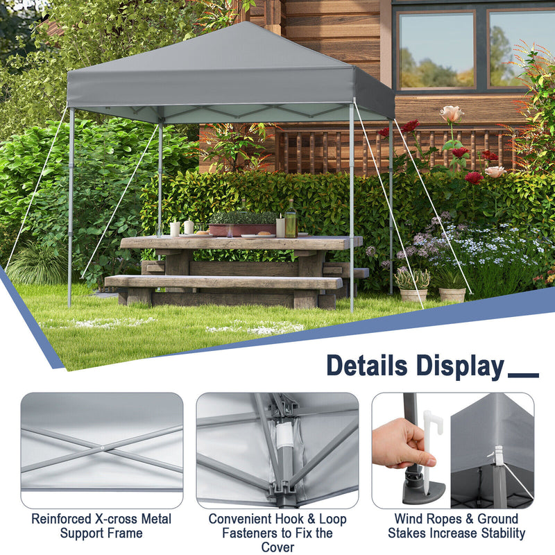 Costway - 6.6 x 6.6 Feet Outdoor Pop-up Canopy Tent with UPF 50+ Sun Protection-Gray