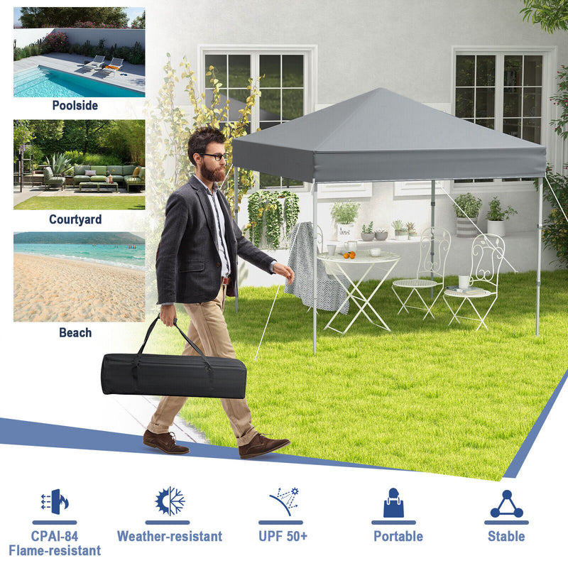 Costway - 6.6 x 6.6 Feet Outdoor Pop-up Canopy Tent with UPF 50+ Sun Protection-Gray