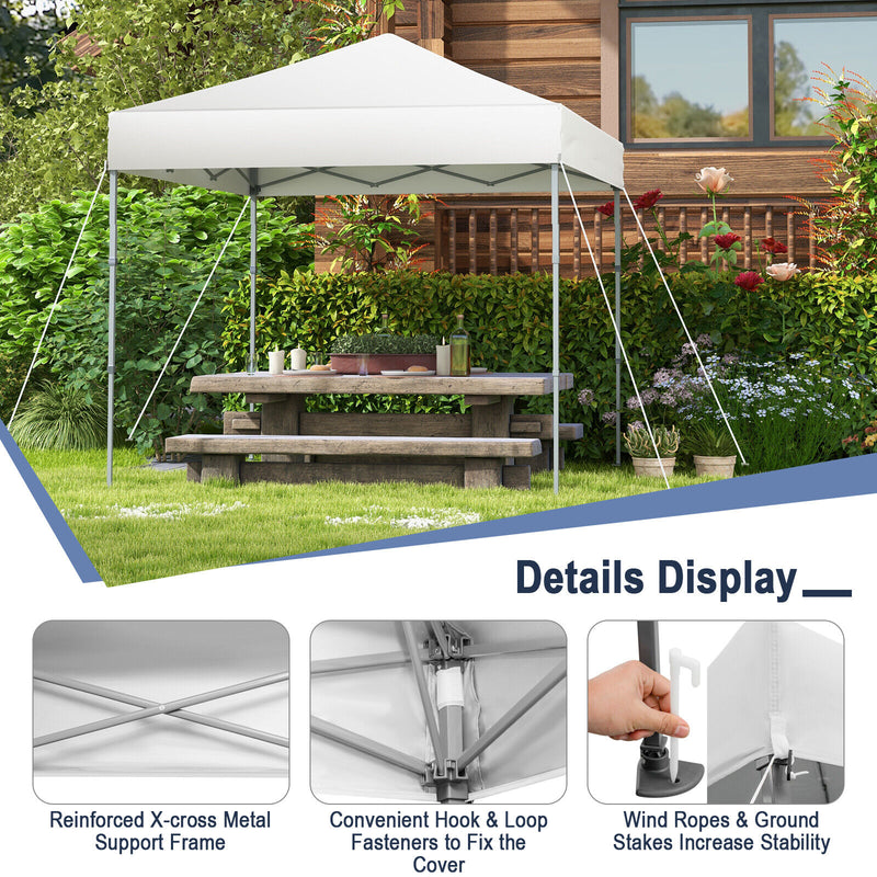 Costway - 6.6 x 6.6 Feet Outdoor Pop-up Canopy Tent with UPF 50+ Sun Protection-White