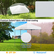 Costway - 6.6 x 6.6 Feet Outdoor Pop-up Canopy Tent with UPF 50+ Sun Protection-White