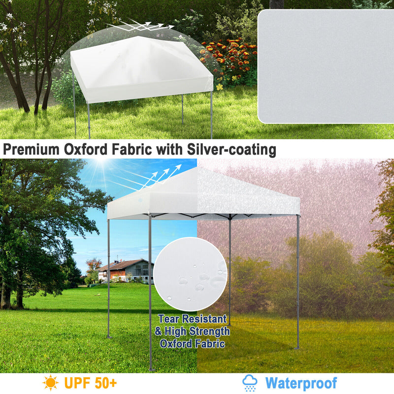 Costway - 6.6 x 6.6 Feet Outdoor Pop-up Canopy Tent with UPF 50+ Sun Protection-White