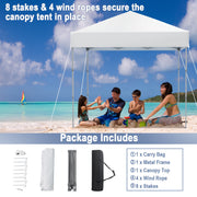 Costway - 6.6 x 6.6 Feet Outdoor Pop-up Canopy Tent with UPF 50+ Sun Protection-White