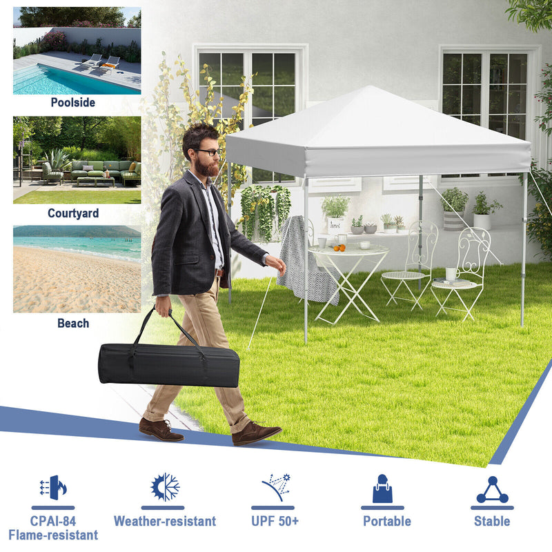 Costway - 6.6 x 6.6 Feet Outdoor Pop-up Canopy Tent with UPF 50+ Sun Protection-White