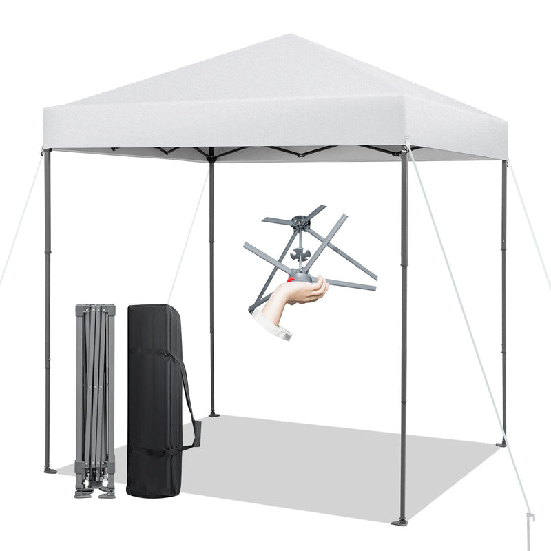 Costway - 6.6 x 6.6 Feet Outdoor Pop-up Canopy Tent with UPF 50+ Sun Protection-White