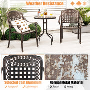 Costway - Set of 2 Cast Aluminum Patio Chairs with Armrests-Brown