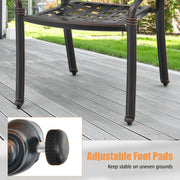 Costway - Set of 2 Cast Aluminum Patio Chairs with Armrests-Brown