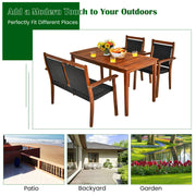 Costway - 4 Pieces Acacia Wood Patio Rattan Dining Furniture Set