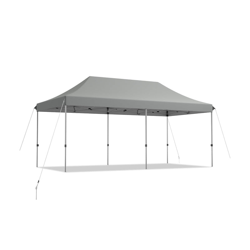 Costway - 10 x 20 Feet Adjustable Folding Heavy Duty Sun Shelter with Carrying Bag-Gray