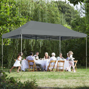 Costway - 10 x 20 Feet Adjustable Folding Heavy Duty Sun Shelter with Carrying Bag-Gray