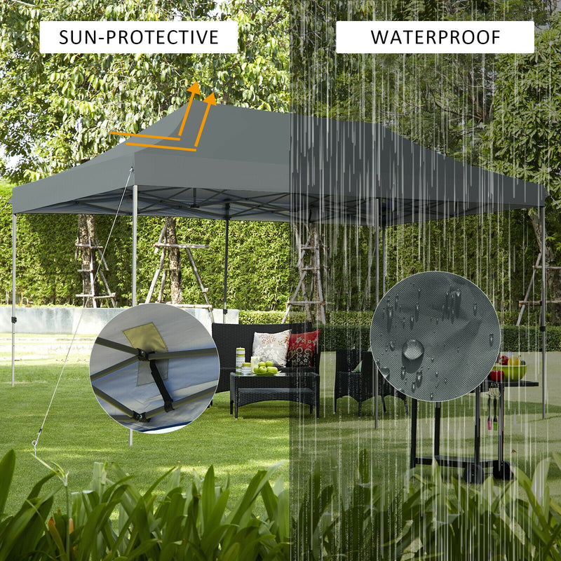 Costway - 10 x 20 Feet Adjustable Folding Heavy Duty Sun Shelter with Carrying Bag-Gray