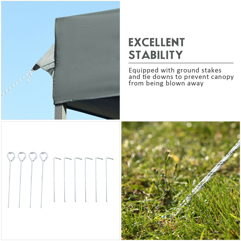 Costway - 10 x 20 Feet Adjustable Folding Heavy Duty Sun Shelter with Carrying Bag-Gray