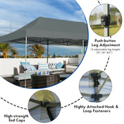 Costway - 10 x 20 Feet Adjustable Folding Heavy Duty Sun Shelter with Carrying Bag-Gray