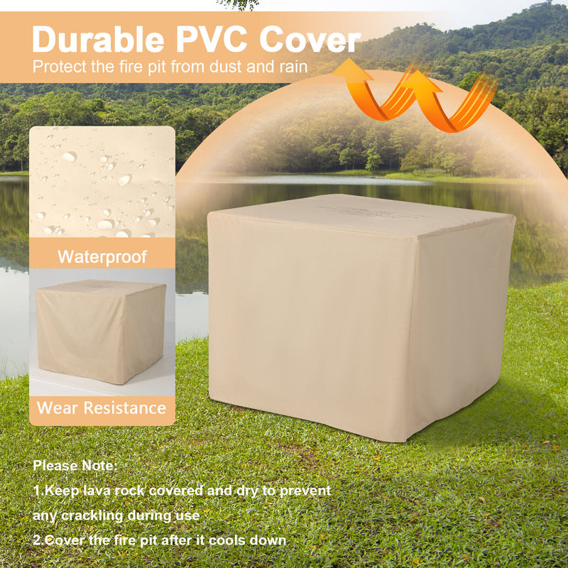 Costway - Square Propane Fire Pit Table with Lava Rocks and Rain Cover