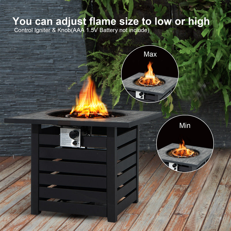 Costway - Square Propane Fire Pit Table with Lava Rocks and Rain Cover