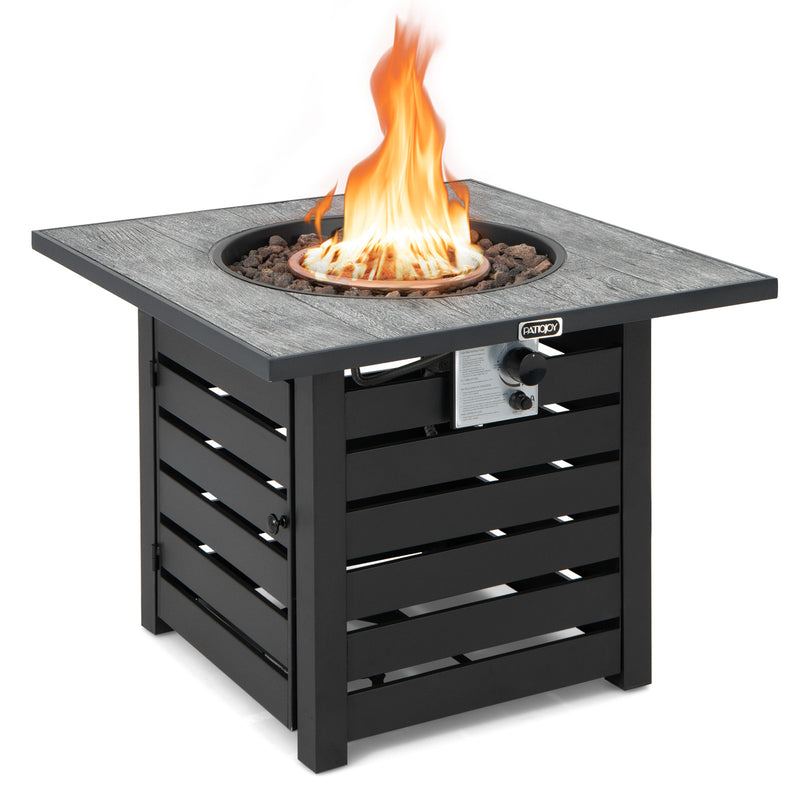 Costway - Square Propane Fire Pit Table with Lava Rocks and Rain Cover