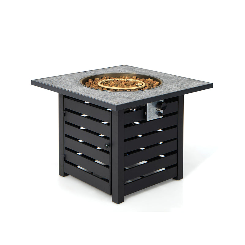 Costway - Square Propane Fire Pit Table with Lava Rocks and Rain Cover
