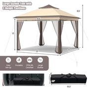 Costway - 2-Tier 11 x 11 Feet Pop-Up Gazebo Tent Portable Canopy Shelter Carry Bag Mesh