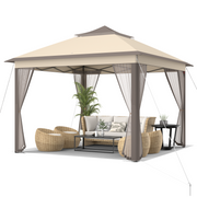 Costway - 2-Tier 11 x 11 Feet Pop-Up Gazebo Tent Portable Canopy Shelter Carry Bag Mesh