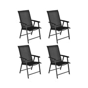 Costway - 4-Pack Patio Folding Chairs Portable for Outdoor Camping-Black