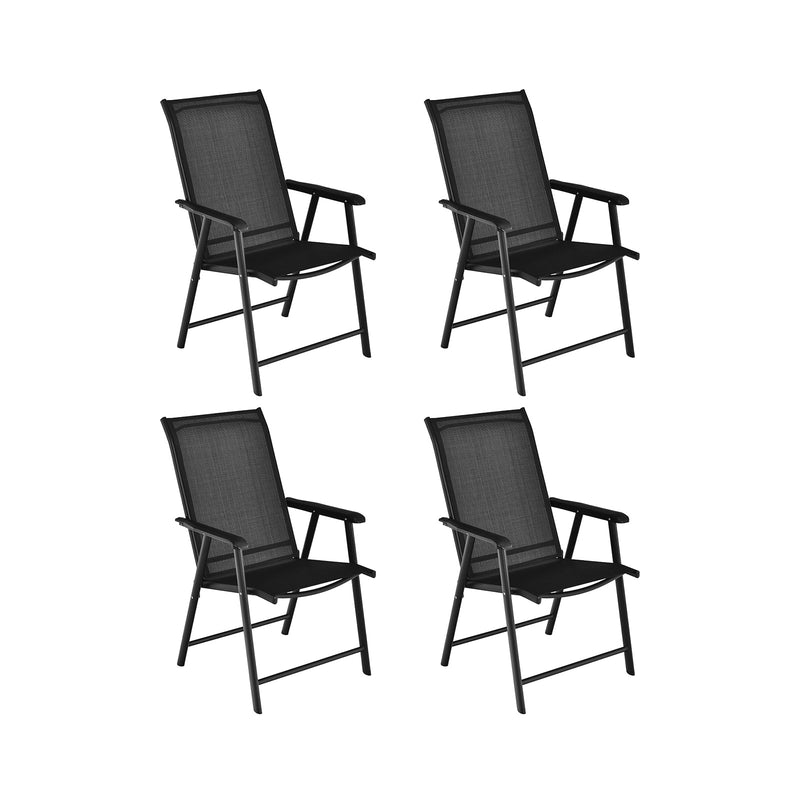 Costway - 4-Pack Patio Folding Chairs Portable for Outdoor Camping-Black