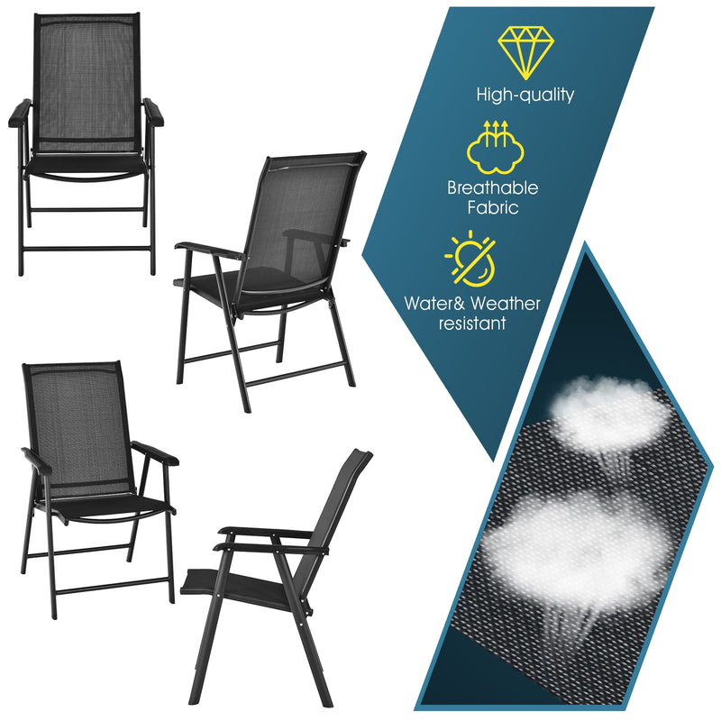 Costway - 4-Pack Patio Folding Chairs Portable for Outdoor Camping-Black