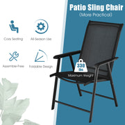 Costway - 4-Pack Patio Folding Chairs Portable for Outdoor Camping-Black