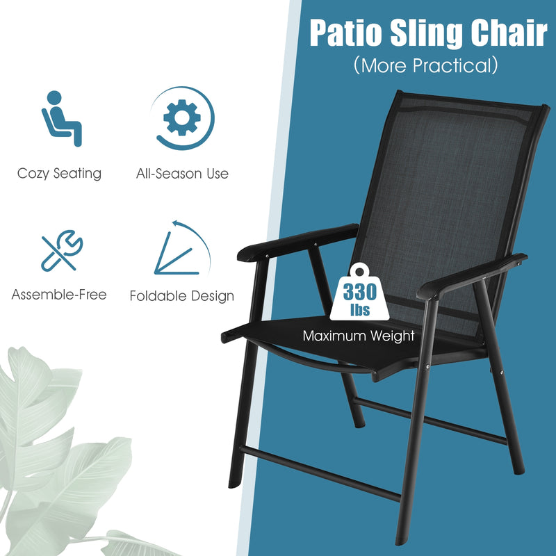 Costway - 4-Pack Patio Folding Chairs Portable for Outdoor Camping-Black