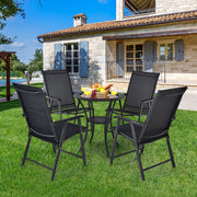 Costway - 4-Pack Patio Folding Chairs Portable for Outdoor Camping-Black