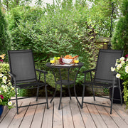 Costway - 4-Pack Patio Folding Chairs Portable for Outdoor Camping-Black
