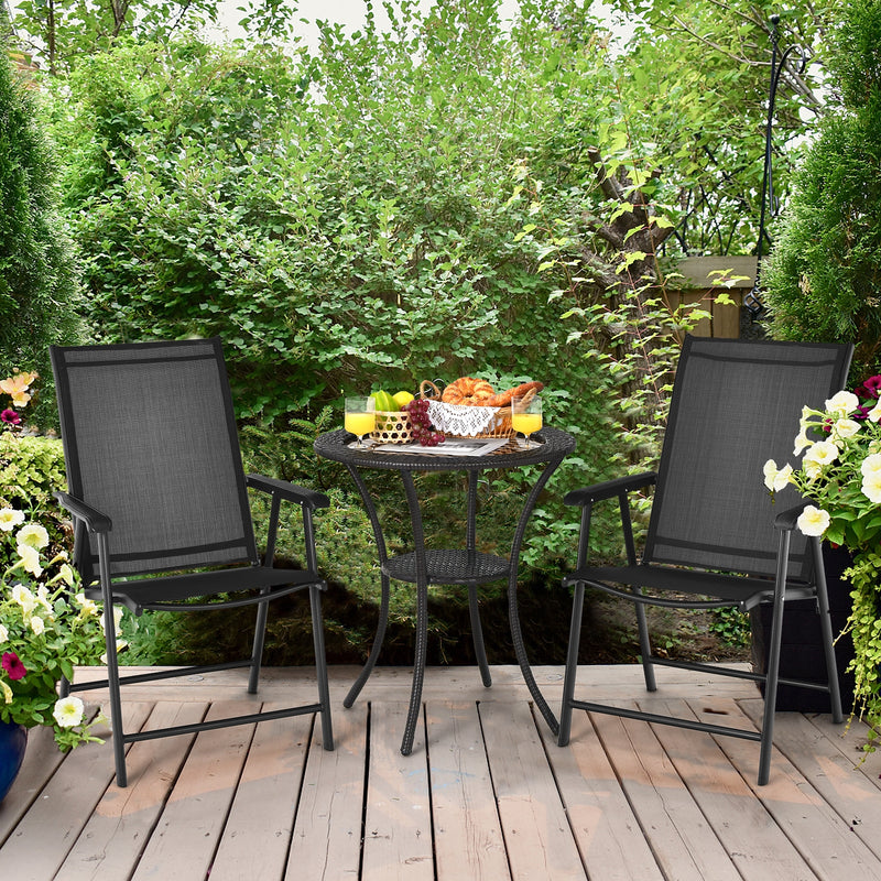 Costway - 4-Pack Patio Folding Chairs Portable for Outdoor Camping-Black
