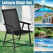 Costway - 4-Pack Patio Folding Chairs Portable for Outdoor Camping-Black