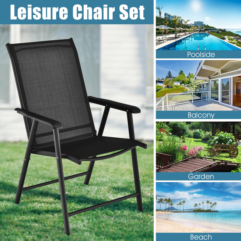 Costway - 4-Pack Patio Folding Chairs Portable for Outdoor Camping-Black