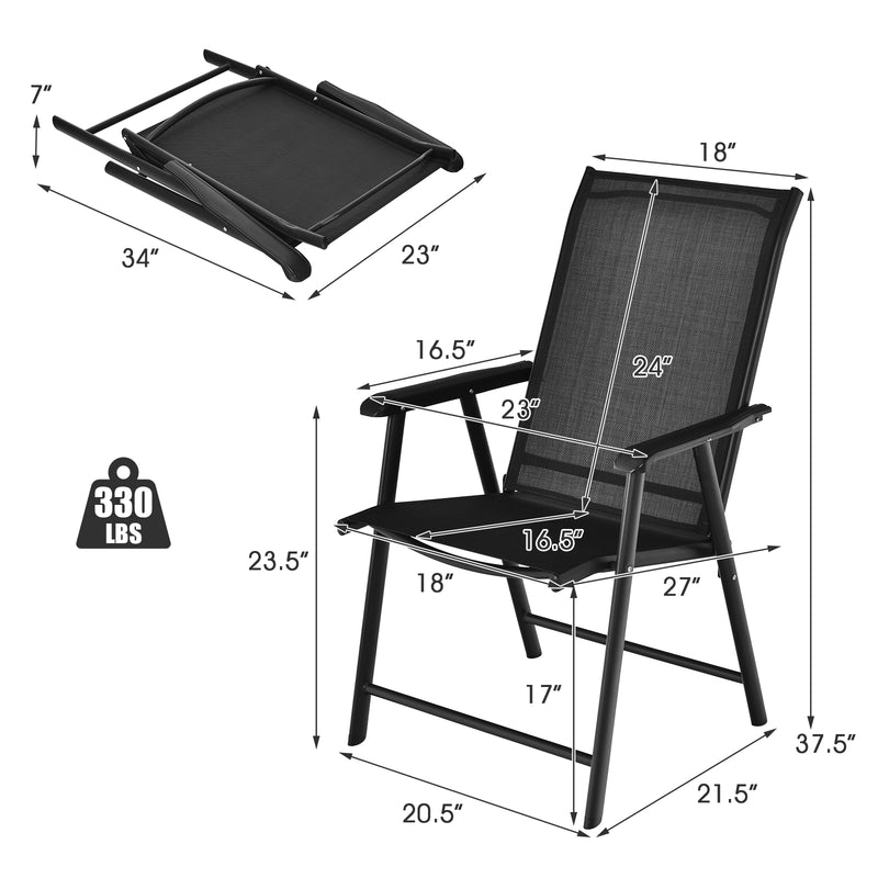 Costway - 4-Pack Patio Folding Chairs Portable for Outdoor Camping-Black