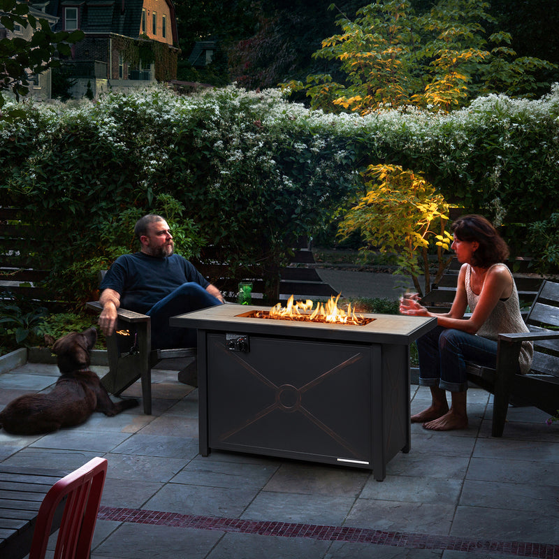 Costway - 42 Inch 60000 BTU Propane Fire Pit Table with Ceramic Tabletop